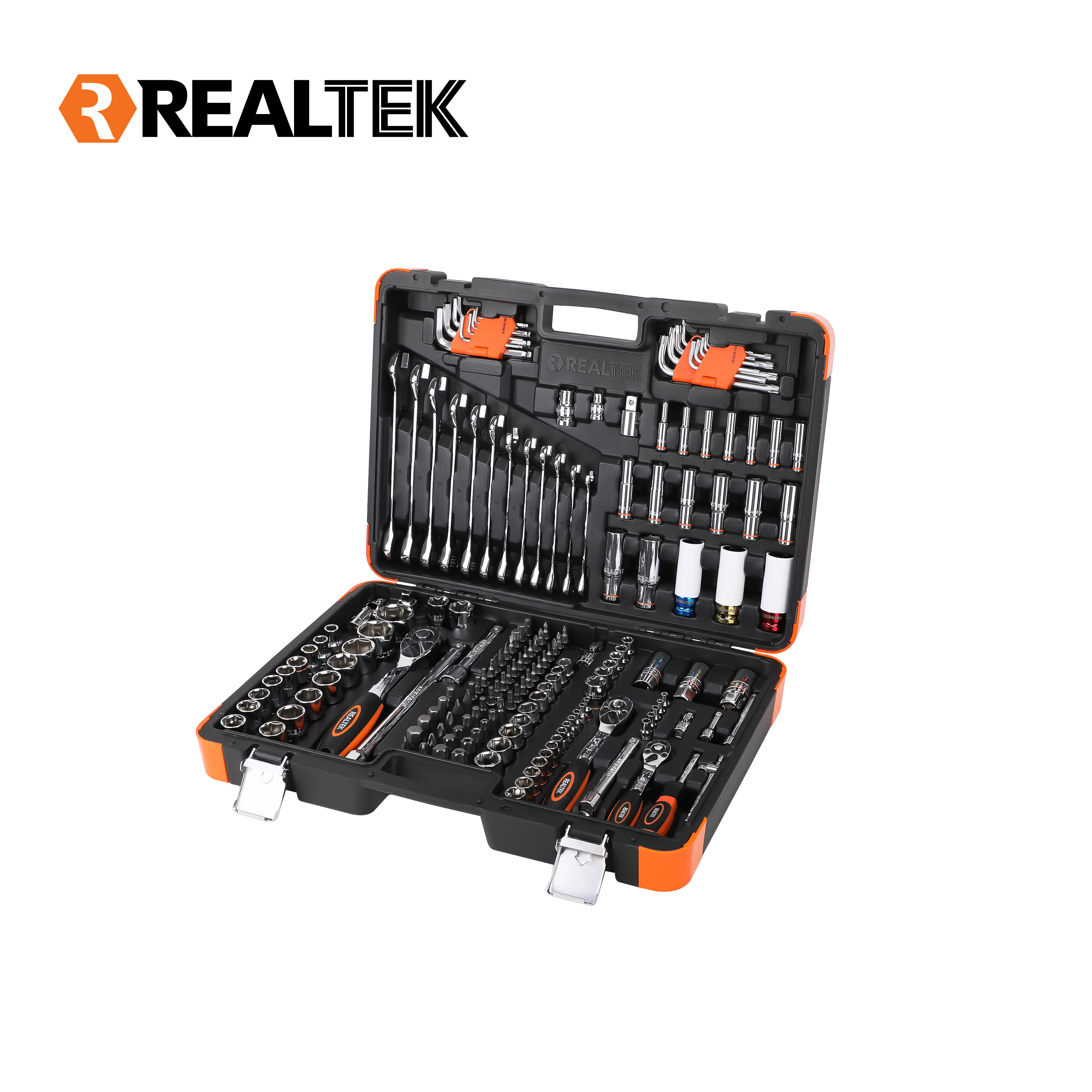 Realtek Wrench Sockets Combination 178pcs Sturdy Durable Aluminum Case Apply Repair Hand Mechanic Tools Set