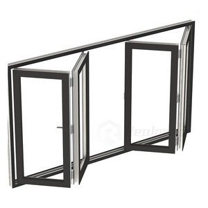 Realgres Aluminum Glass Horizontal Kitchen Sliding Window, Accordion Bi Folding Windows