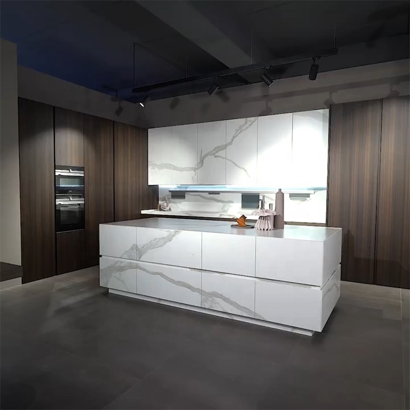 High Gloss Solid Wood Kitchen Design Cabinets Set Furniture Custom Rta Modern Pvc Glossy White Modular Kitchen Cabinet