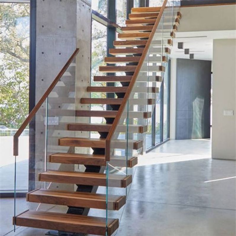 Interior Invisible Stringer Floating Stairs with 40mm White Oak Wood Tread