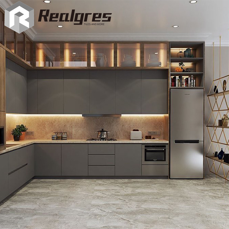 Realgres Full Set Kitchen Furniture Smart Modern Style Customize Cabinet Pvc Kitchen Cabinet For Apartment