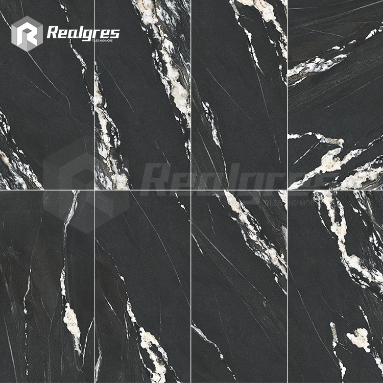 60*120 Luxury Wall Panel Full Polishinge Black Marble Porcelain Tiles For Villa Interior Wall Floor Decoration