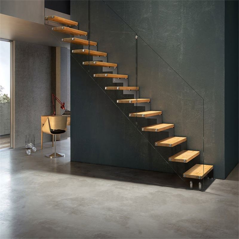 Interior Invisible Stringer Floating Stairs with 40mm White Oak Wood Tread