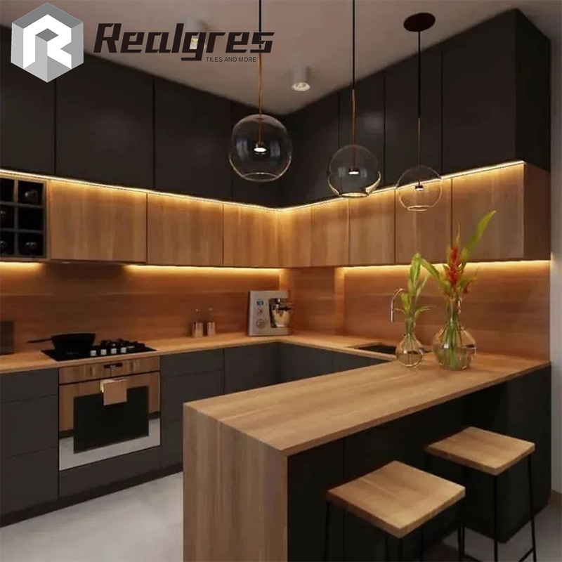 Realgres Full Set Kitchen Furniture Smart Modern Style Customize Cabinet Pvc Kitchen Cabinet For Apartment