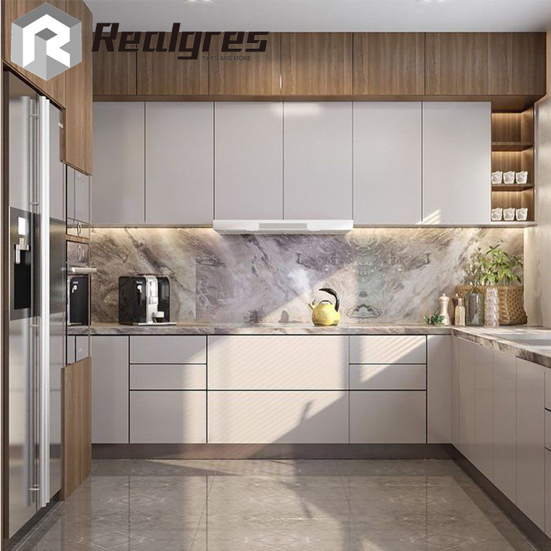 Realgres Full Set Kitchen Furniture Smart Modern Style Customize Cabinet Pvc Kitchen Cabinet For Apartment