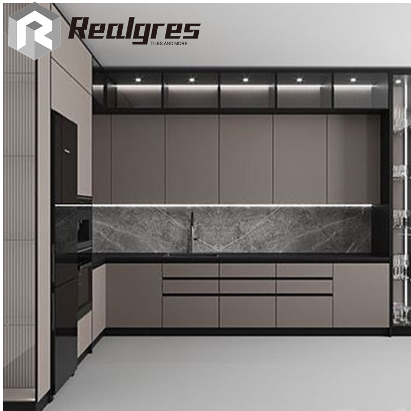 Realgres Full Set Kitchen Furniture Smart Modern Style Customize Cabinet Pvc Kitchen Cabinet For Apartment