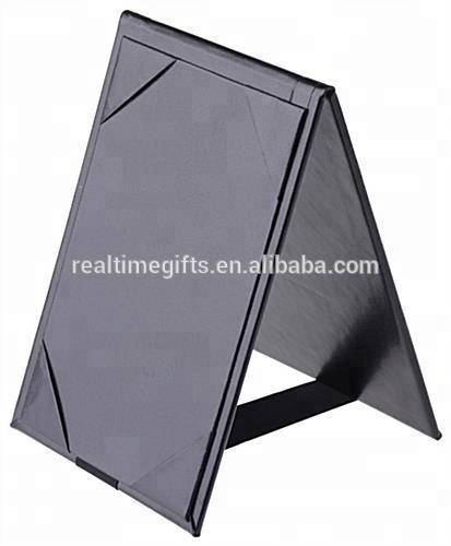 Black 2 Views Menu Stand Holder Cafe Restaurant PU Leather Table Tent