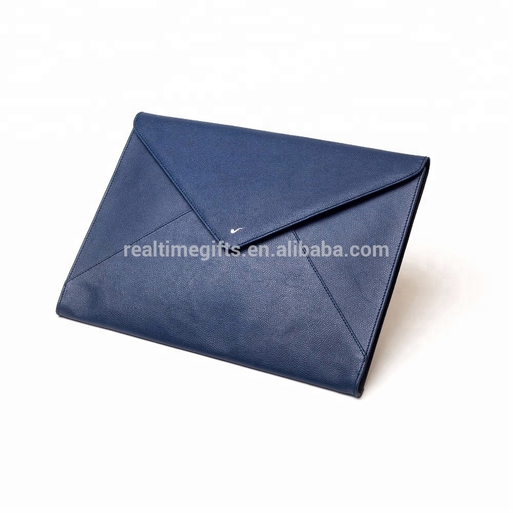 Fashion Office Conference Business Blue PU A4 Leather Envelope Folder