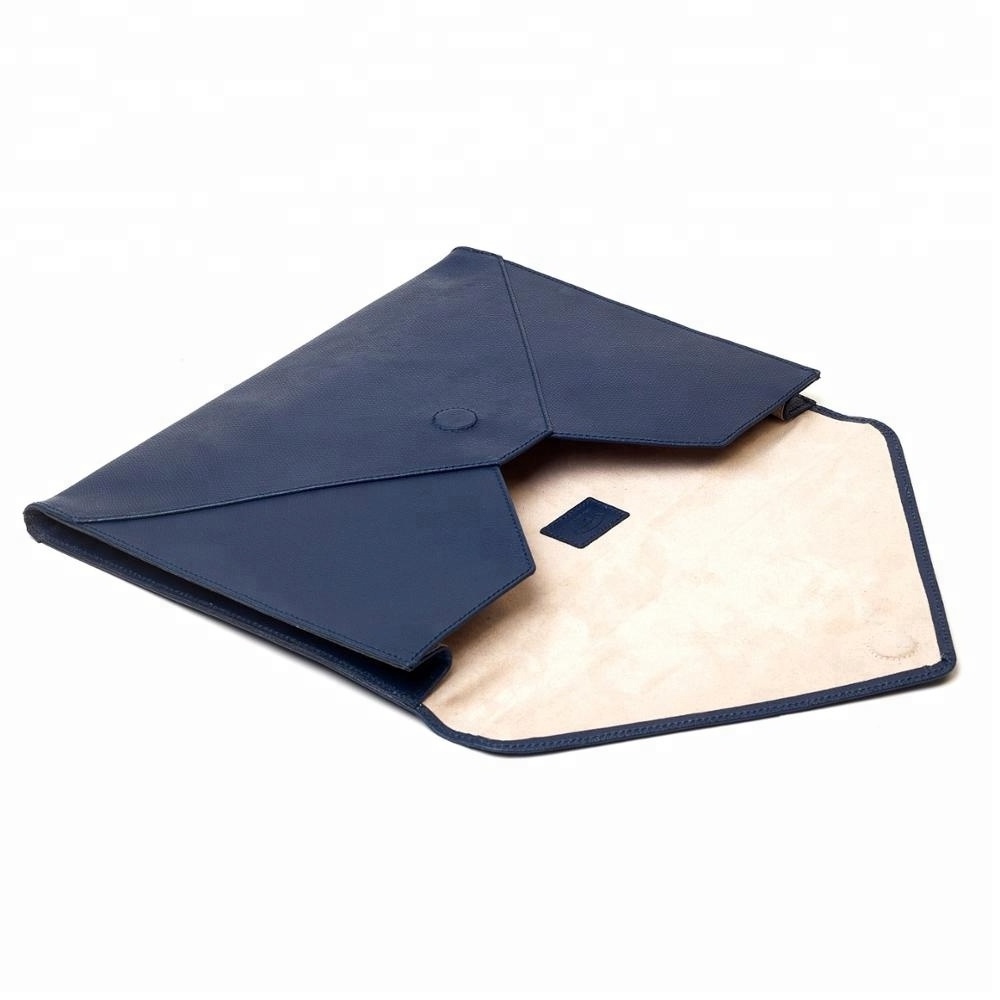 Fashion Office Conference Business Blue PU A4 Leather Envelope Folder