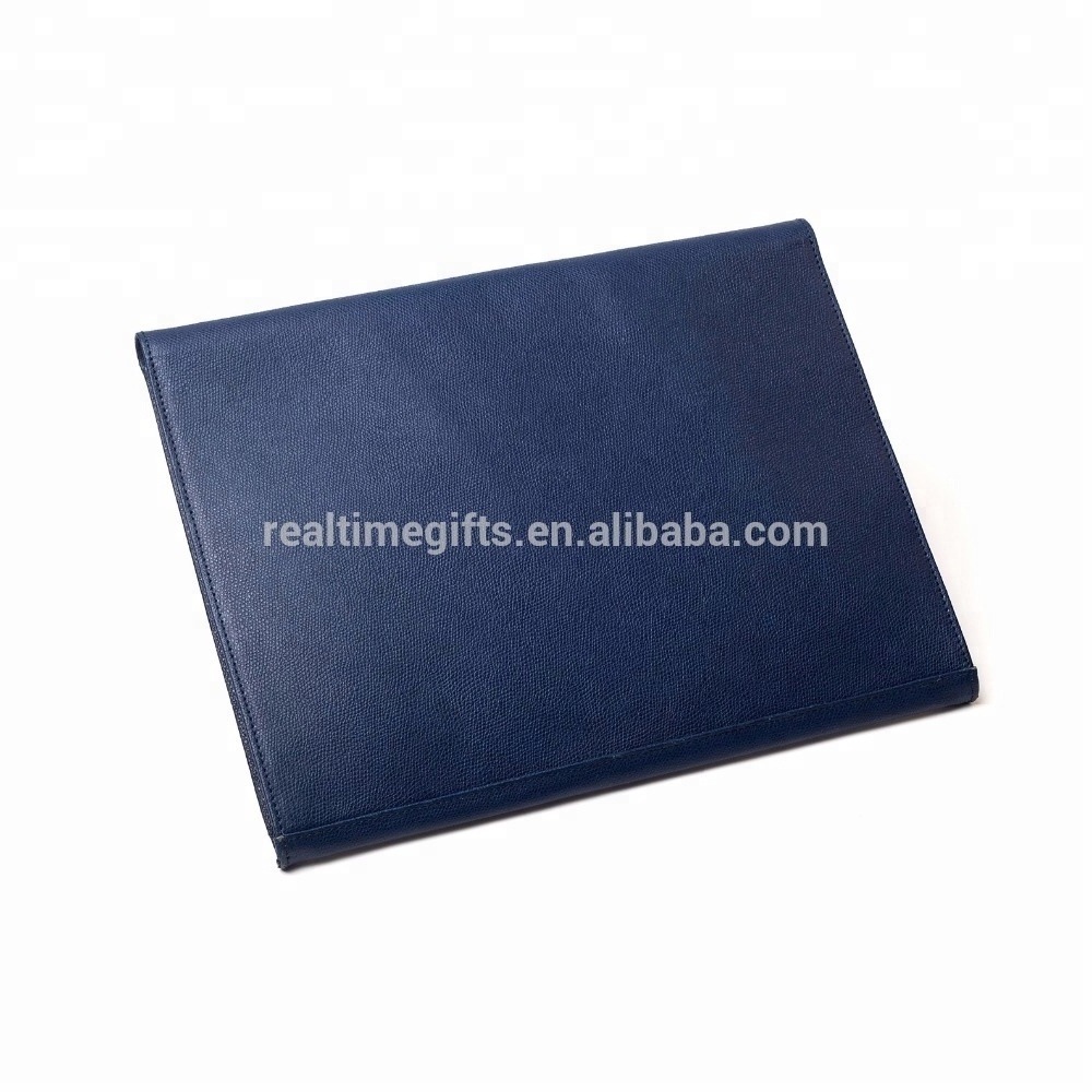 Fashion Office Conference Business Blue PU A4 Leather Envelope Folder