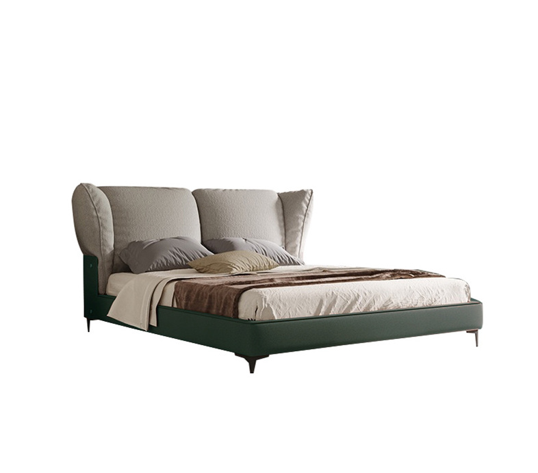 Luxury Upholstered Tufted Leather Bedroom Furniture Bed Modern Beds Double Queen King Bed