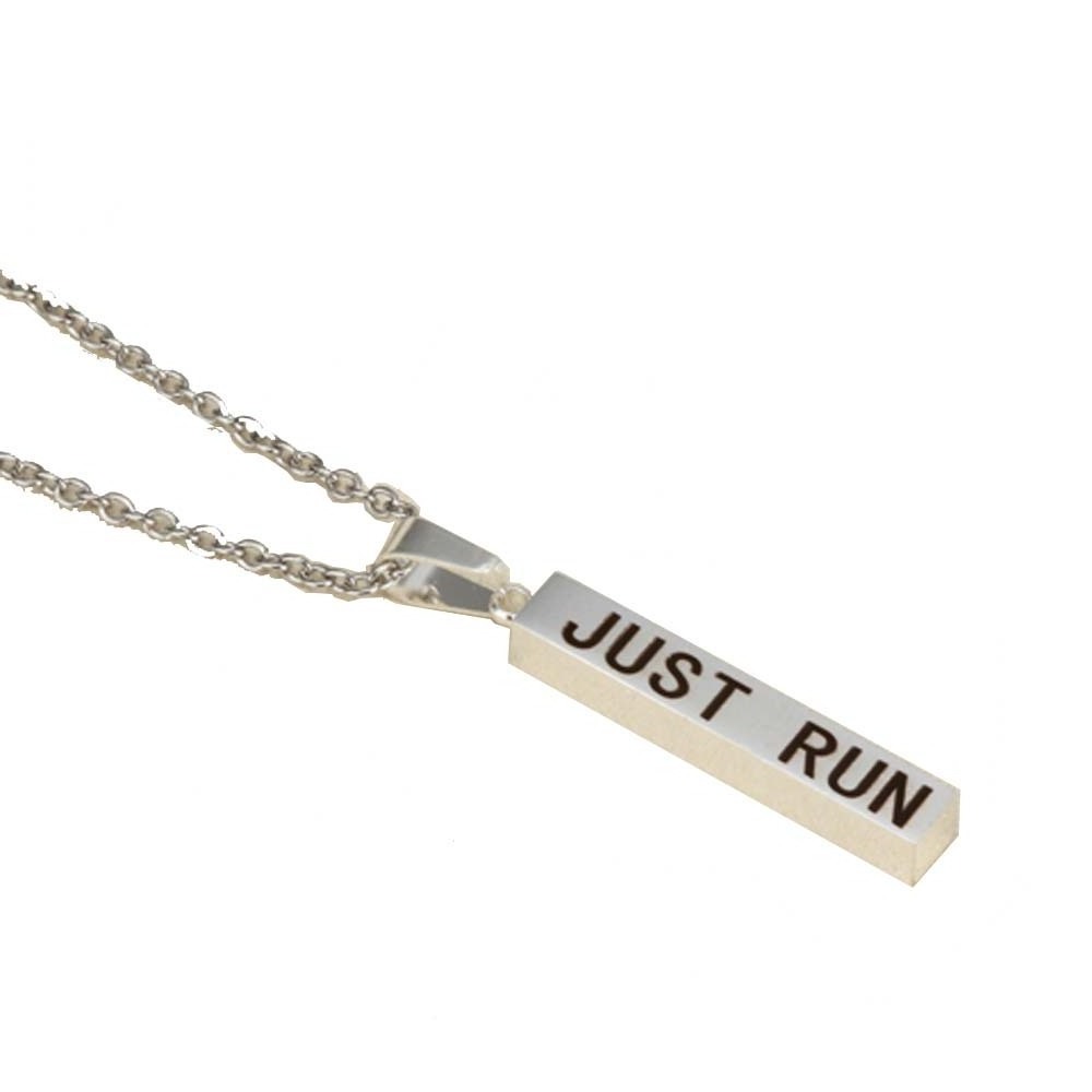 Engraved Personalized 3D Vertical Long Bar Pendant Necklace Stainless Steel Custom Made 4 side Jewelry Accessories for Teenagers