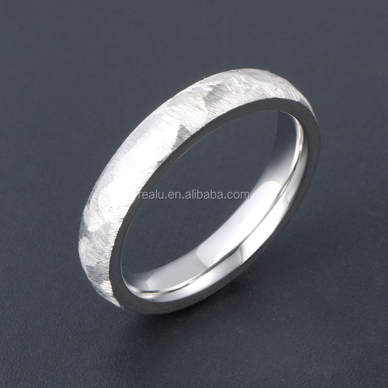 bijoux femme 2023 Real U Custom Made Stainless Steel Jewelry Rings  Handmade Couples Love Band Rings 4mm Hammered Band Ring