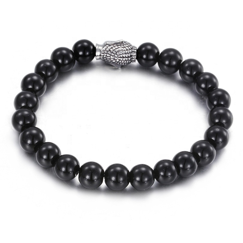 Real U Jewelry Stainless Steel Buddha Head Prayer Beads Bracelet Wholesale Natural Stone Bracelet Jewelry for Men