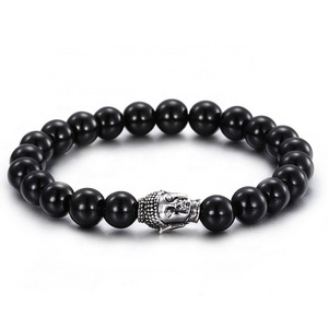 Real U Jewelry Stainless Steel Buddha Head Prayer Beads Bracelet Wholesale Natural Stone Bracelet Jewelry for Men