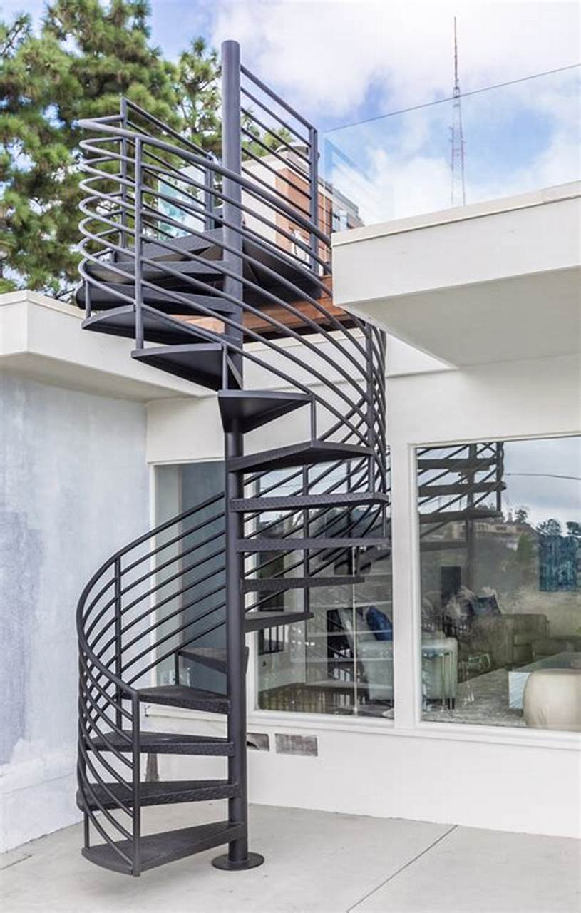 Real Villa Spiral Staircase Kit Prices Outdoor Indoor Stairs Black Color Wrought Iron Staircase Design