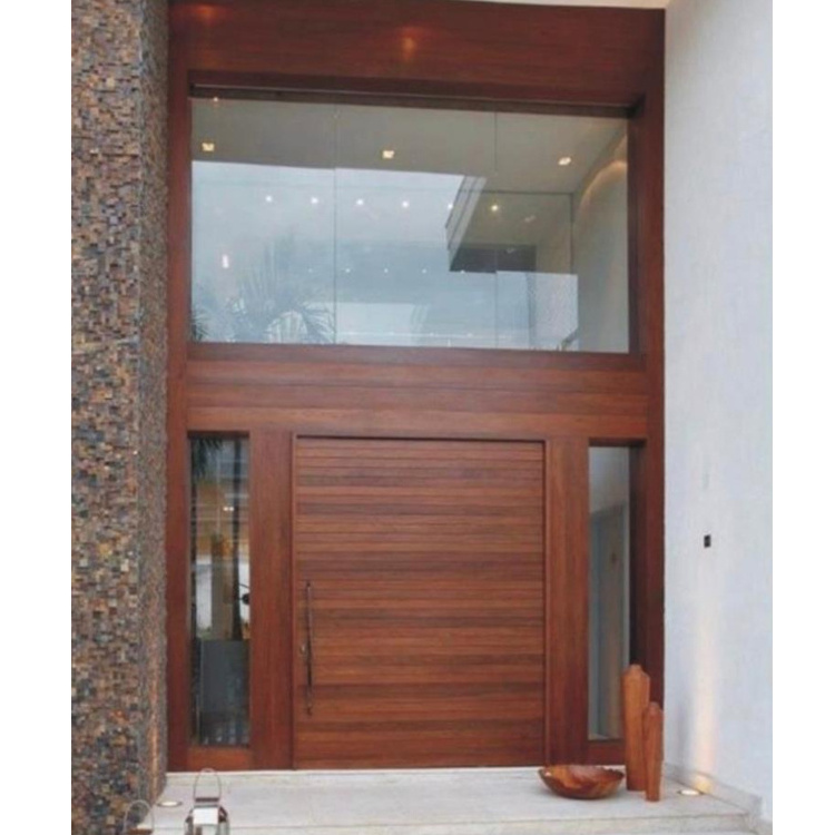 Secure Steel Pivot Door Exterior Simple Teak Wood WPC Front Door Design Luxury Oversized Entry Door