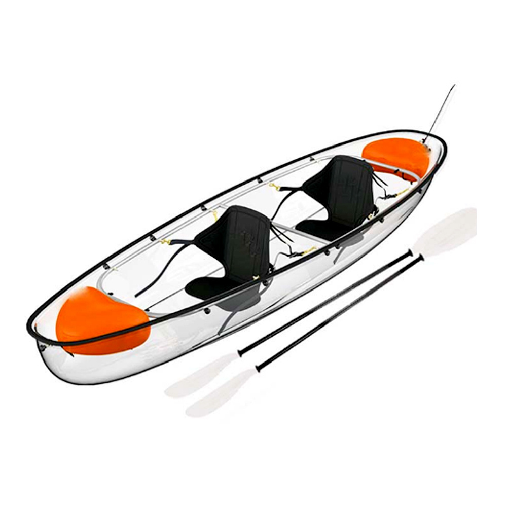 Crystal Clear Acrylic Glass Plastic Bottom Boat Sit On Top Touring Kayak With Paddle And Floating