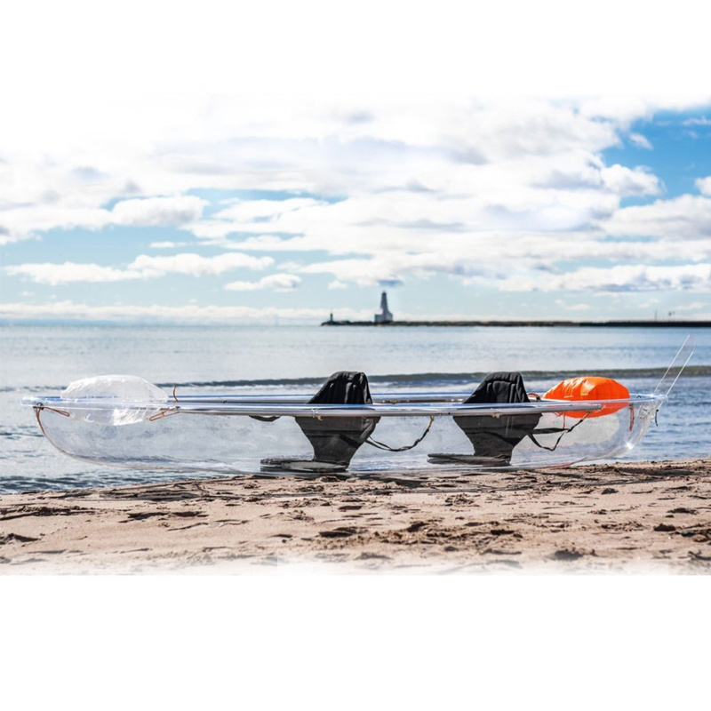 Crystal Clear Acrylic Glass Plastic Bottom Boat Sit On Top Touring Kayak With Paddle And Floating