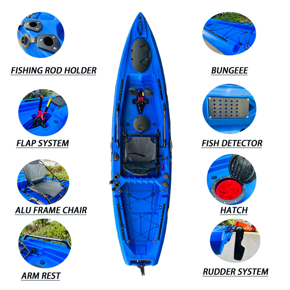 Factory  flap sit on top single person seat de pesca fishing foot pedal kayak with cheap prices pedal drive system