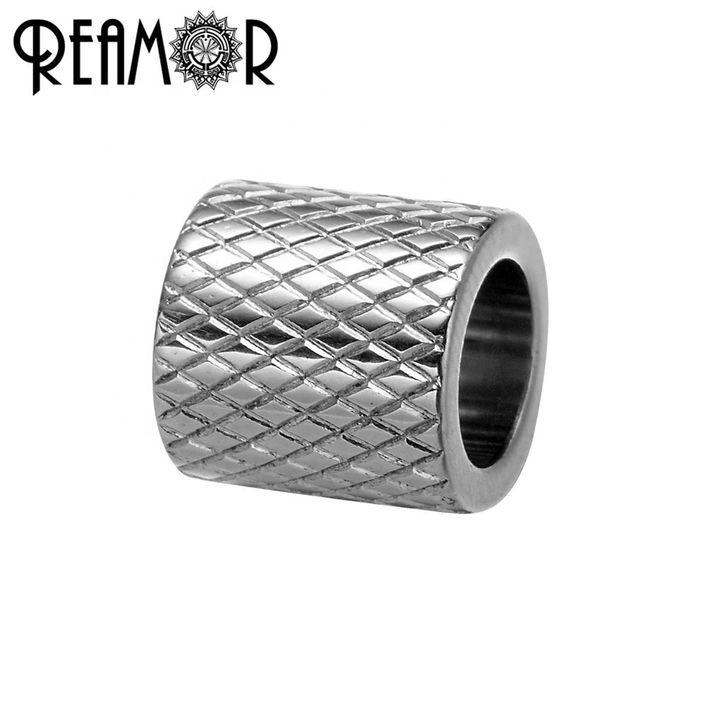 REAMOR 316l Stainless steel Black Plated 6mm Rhombus Cylinder Beads Charm for Jewelry Making Bracelet DIY Spacer Beads Findings