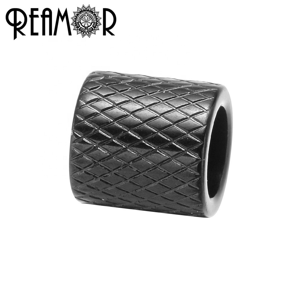 REAMOR 316l Stainless steel Black Plated 6mm Rhombus Cylinder Beads Charm for Jewelry Making Bracelet DIY Spacer Beads Findings