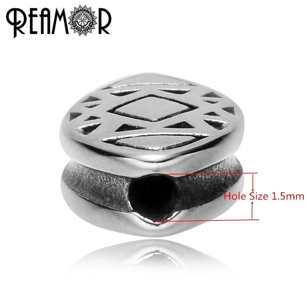 REAMOR 1.5mm Small Hole 316L Stainless steel Evil Eye Beads Metal Charm Spacer Beads For Rope Bracelet Jewelry Making DIY Beads