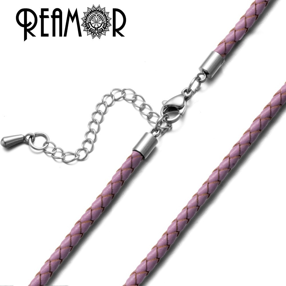 REAMOR 14 Colors Leather Rope Chains Necklace 316L Stainless Steel Lobster Clasp For DIY European Necklace Accessories Wholesale