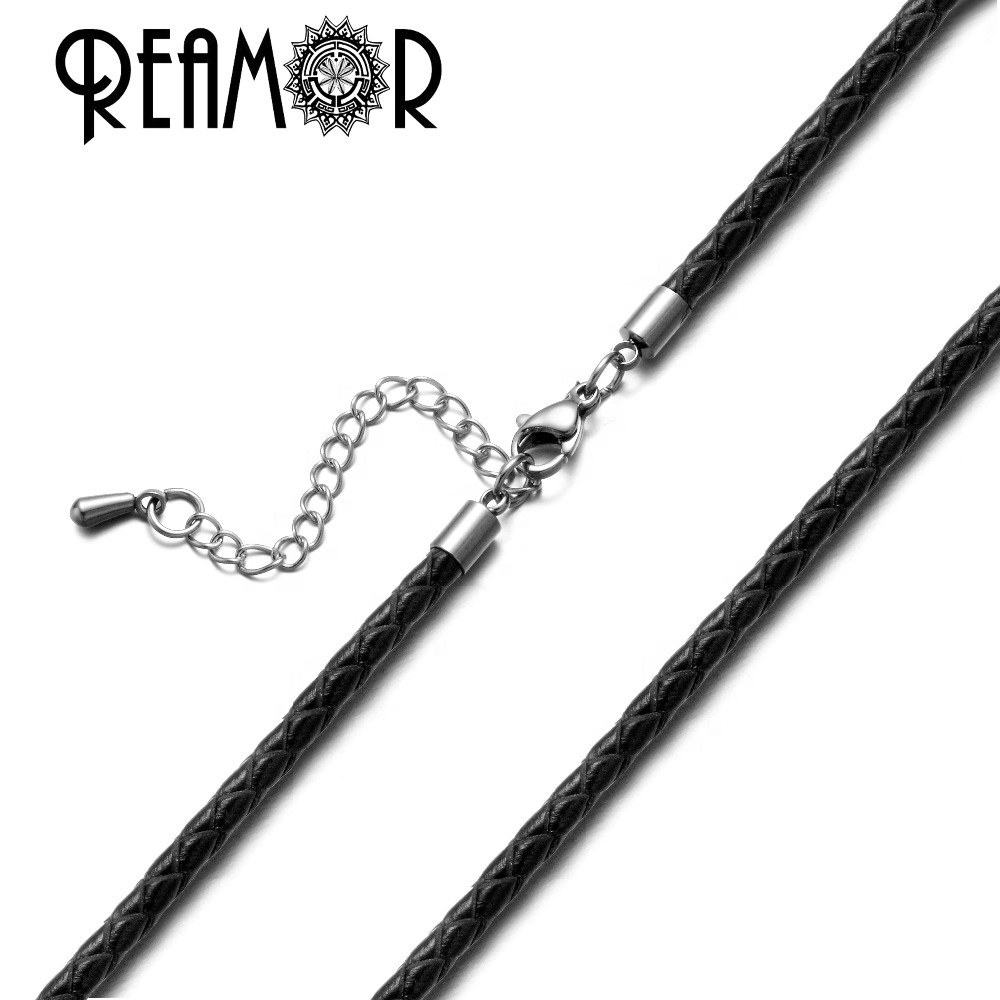 REAMOR 14 Colors Leather Rope Chains Necklace 316L Stainless Steel Lobster Clasp For DIY European Necklace Accessories Wholesale