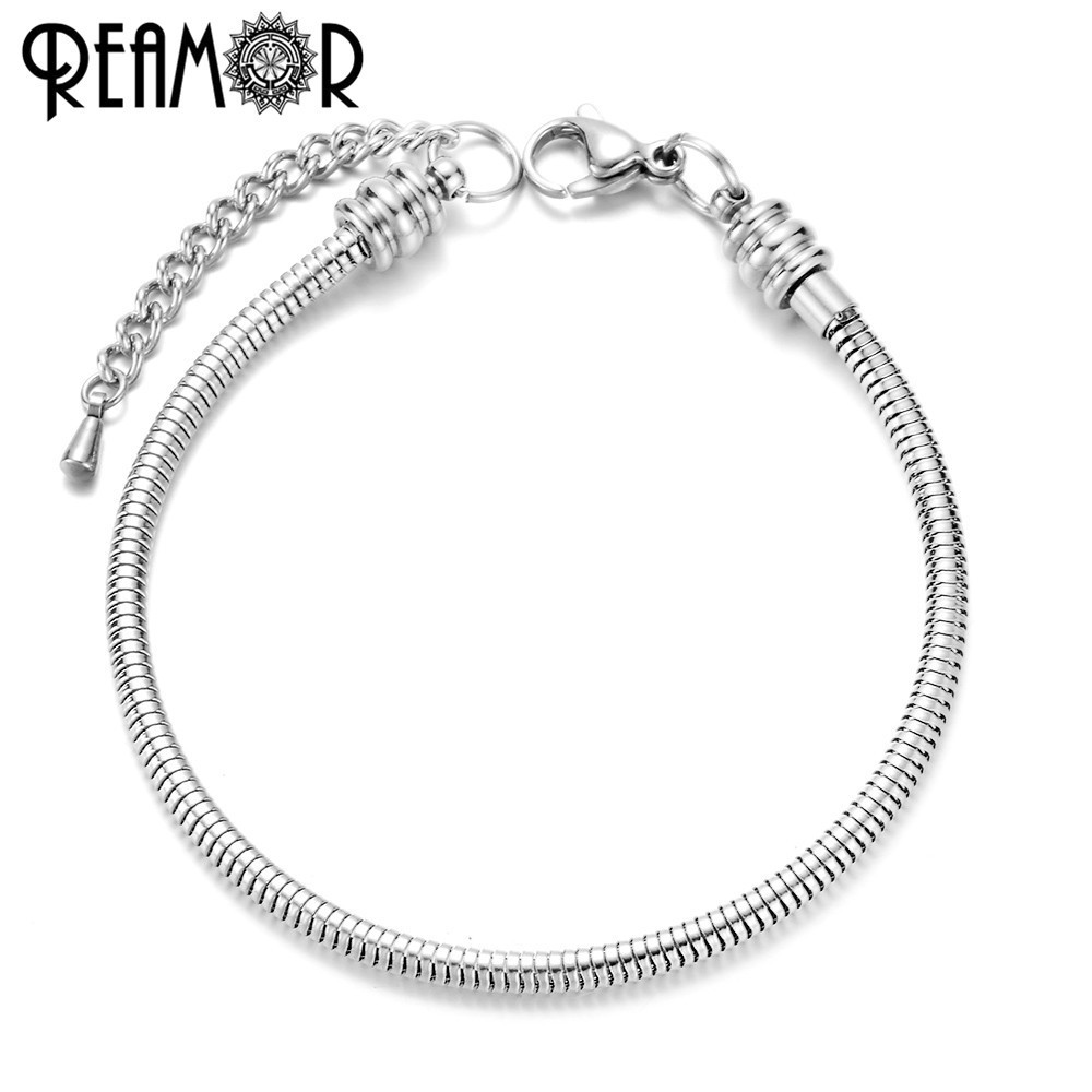 Reamor Stainless Steel Snake Chain Bracelet Wholesale With Adjustable Lobster Extended Chain For Women Bracelet Jewelry Making