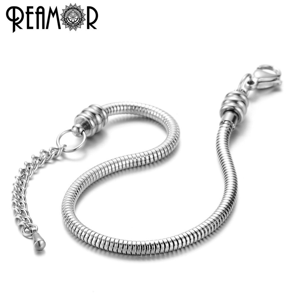 Reamor Stainless Steel Snake Chain Bracelet Wholesale With Adjustable Lobster Extended Chain For Women Bracelet Jewelry Making