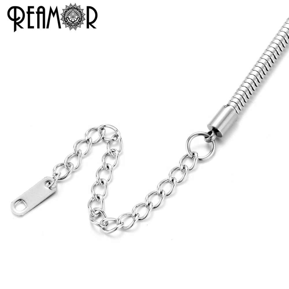 Reamor Adjustable Snake Charm Bracelet Women With Extender Chain Titanium Stainless Steel For European Bead DIY Charms Bracelet