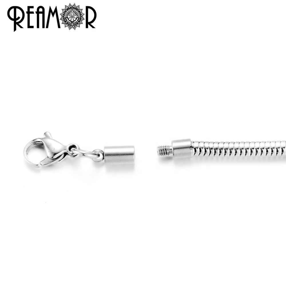 Reamor Adjustable Snake Charm Bracelet Women With Extender Chain Titanium Stainless Steel For European Bead DIY Charms Bracelet