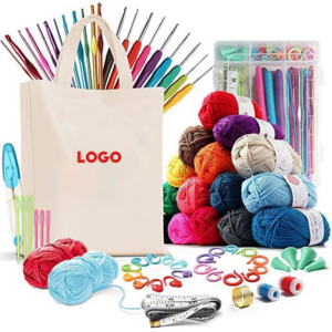 73 Pcs Crochet Kit, Ergonomic Crochet Hooks with Yarn Needles Stitch Marker Canvas Tote Bag for Crocheting Craft Beginner