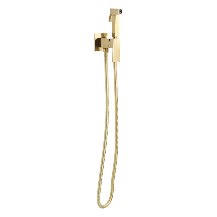 Golden Brass Toilet Bidet Sprayer Faucet With Shower Hose