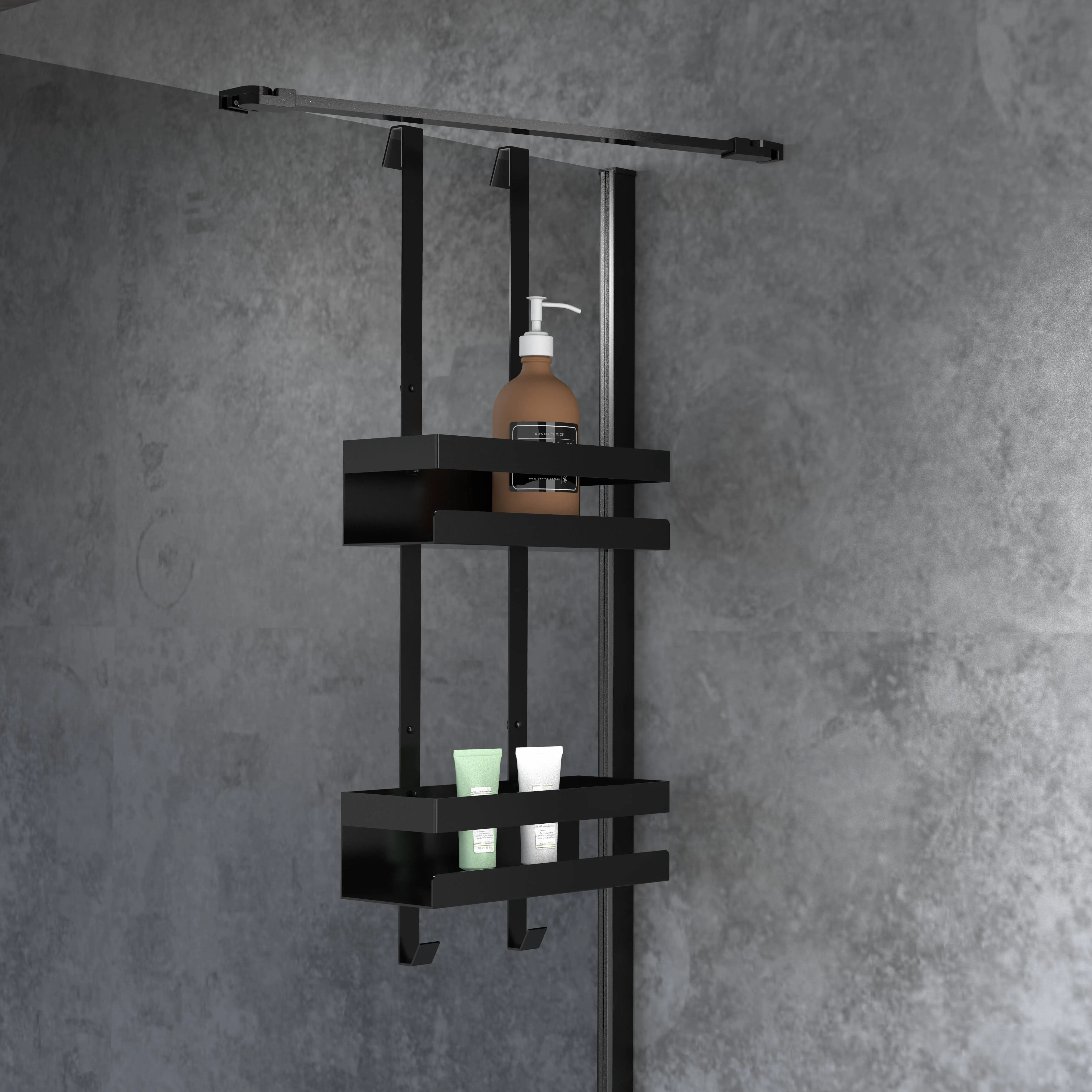 Hot Selling Bathroom Shower Shelf  Basket Shower Rack Black