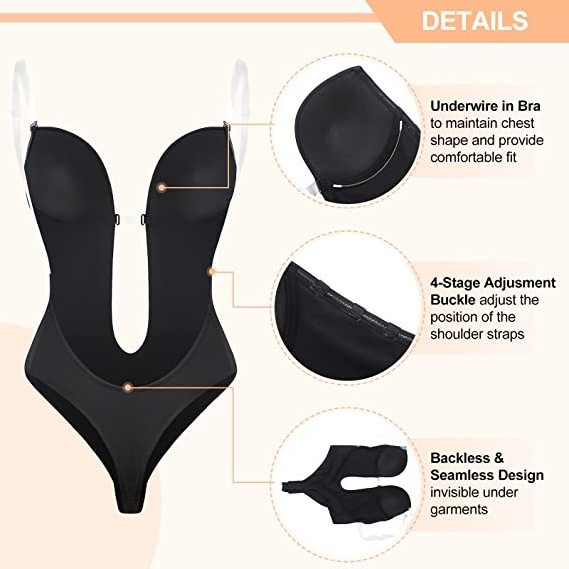 2023 Shapewear for Women Plus Size Backless Built-in Bra Body Shaper Seamless Faja with Open Crotch