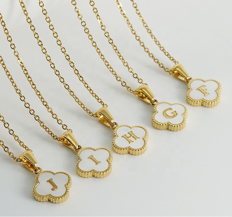 Fashion 2023 Jewelry Necklace Gold Plated Stainless Steel Shell Letter Clover Flowers Pendant Necklace Women