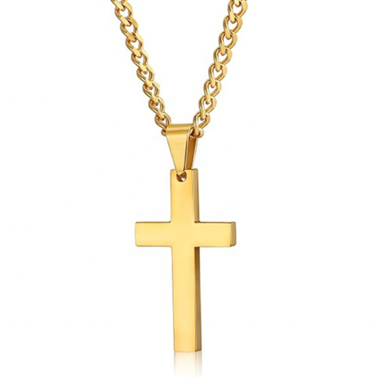 Cross Necklace Plated Gold Silver Black Prayer Choker Cross Pendant Necklaces For Men Jewelry Gift Custom OEM Stainless Steel