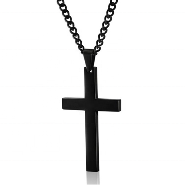 Cross Necklace Plated Gold Silver Black Prayer Choker Cross Pendant Necklaces For Men Jewelry Gift Custom OEM Stainless Steel