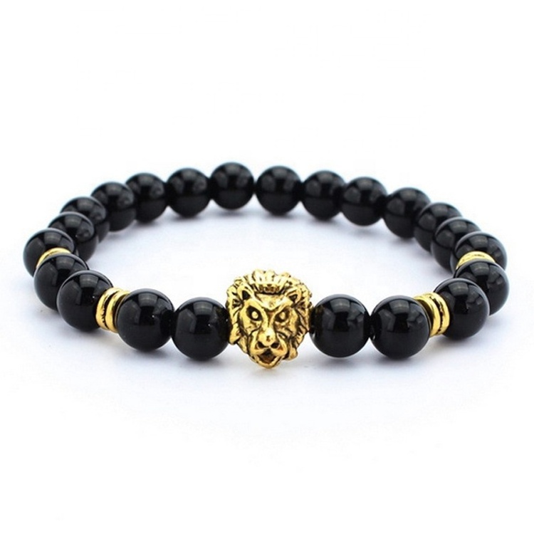 316L stainless steel 24K gold plated lion 's head Bracelet 24cm men bracelets hip hop jewelry