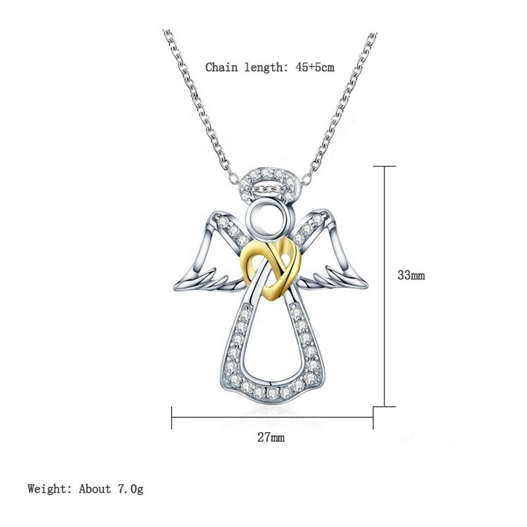 Lovely Crystal You Are My Angel With Wings Necklace Guardian Angel Necklace