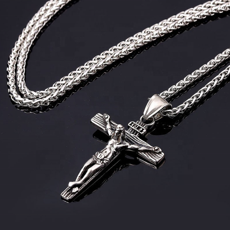 Religious Jesus Cross Necklace for Men 2022 New Fashion Gold color Cross Pendent with Chain Necklace Jewelry Gifts for Men