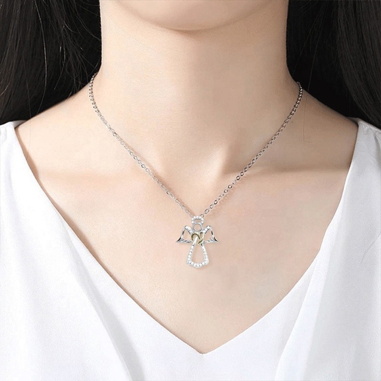 Lovely Crystal You Are My Angel With Wings Necklace Guardian Angel Necklace