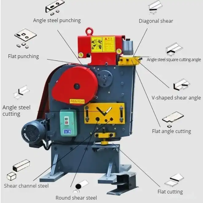 Angle Iron Punching Shearing Machine Electric Combine Punching and Shearing Machine Ironworker