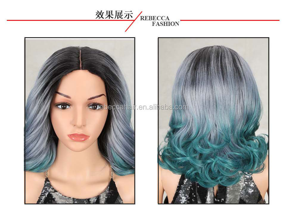 China suppliers 100% synthetic hair wig mixed color loose wave lace front wig ombre color wholesale synthetic wig