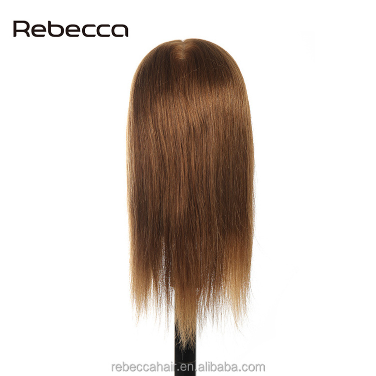 Rebecca 8-26inches Brown Human Hair Custom Pretty Barber Hair Manikin Training Heads Practice Mannequin Head Without Shoulders