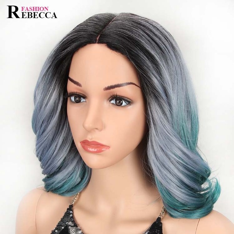 China suppliers 100% synthetic hair wig mixed color loose wave lace front wig ombre color wholesale synthetic wig