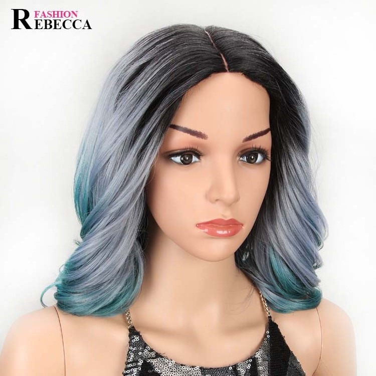 China suppliers 100% synthetic hair wig mixed color loose wave lace front wig ombre color wholesale synthetic wig