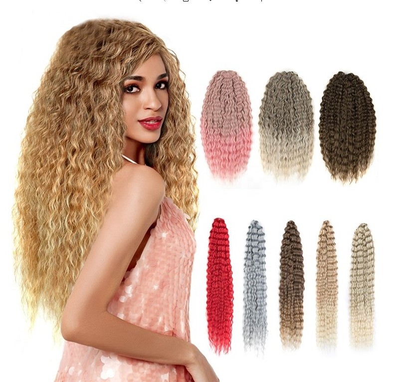 Popular in Russia Long Synthetic Curly Wave Twist Loose Deep Wave Hair Crochet Hair Synthetic Braiding Hair Bundles Extensions